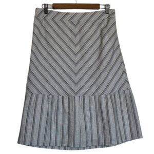 LOFT Linen Skirt Womens 6 Lined Boho Career Beachy Breathable Patterned White